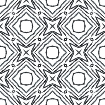 Summer exotic seamless border. Black and white energetic boho chic summer design. Textile ready uncommon print, swimwear fabric, wallpaper, wrapping. Exotic seamless pattern.