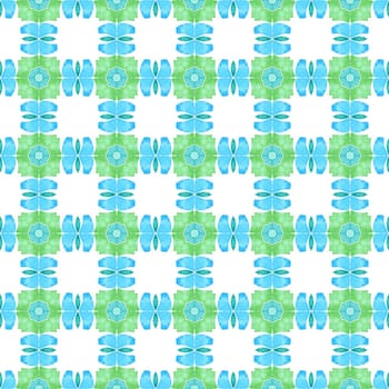 Watercolor summer ethnic border pattern. Green tempting boho chic summer design. Ethnic hand painted pattern. Textile ready mind-blowing print, swimwear fabric, wallpaper, wrapping.