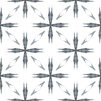 Textile ready creative print, swimwear fabric, wallpaper, wrapping. Black and white outstanding boho chic summer design. Ethnic hand painted pattern. Watercolor summer ethnic border pattern.