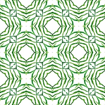 Chevron watercolor pattern. Green exquisite boho chic summer design. Green geometric chevron watercolor border. Textile ready alive print, swimwear fabric, wallpaper, wrapping.