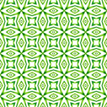 Ethnic hand painted pattern. Green bizarre boho chic summer design. Textile ready beautiful print, swimwear fabric, wallpaper, wrapping. Watercolor summer ethnic border pattern.