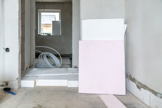floor insulation with polystyrene. 