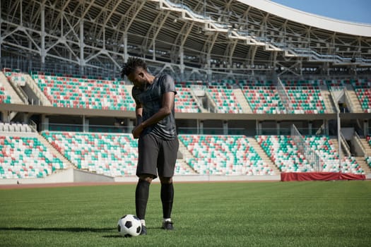 Football lifestyle. Man plays the match, game. Big dream, future professional player.
