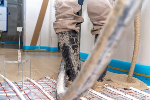 concreting floor with underfloor heating.