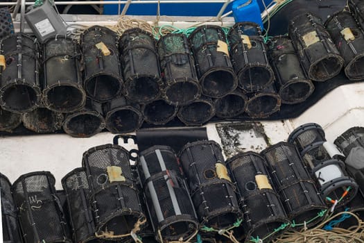 Metal boxes nets for catching crabs and lobsters