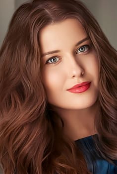 Beauty and femininity, beautiful woman with long hairstyle, natural portrait closeup