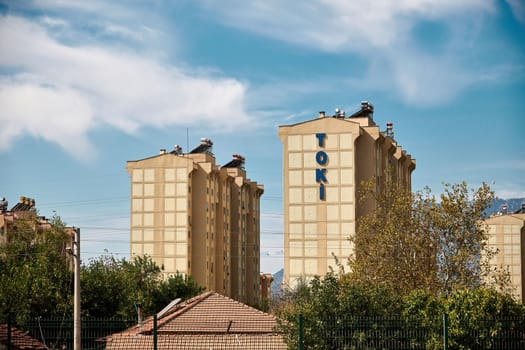 Antalya, Turkey - October 12, 2022: Toki social housing built in rural area in Antalya Turkey