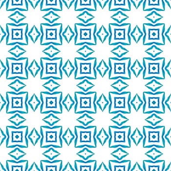 Tropical seamless pattern. Blue immaculate boho chic summer design. Hand drawn tropical seamless border. Textile ready eminent print, swimwear fabric, wallpaper, wrapping.