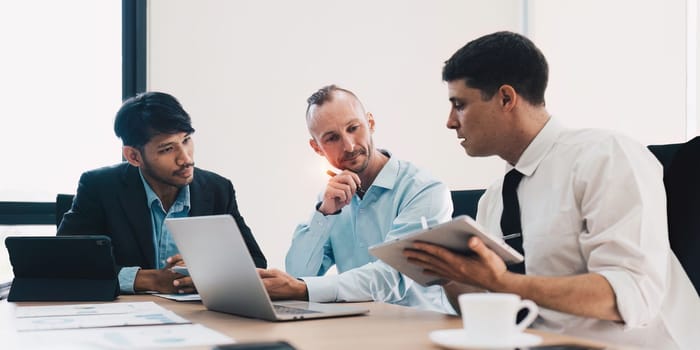 Group of Business financial with finance reports to analyze big data, balance sheet, strategy at meeting room