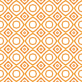 Textile ready optimal print, swimwear fabric, wallpaper, wrapping. Orange extra boho chic summer design. Watercolor medallion seamless border. Medallion seamless pattern.