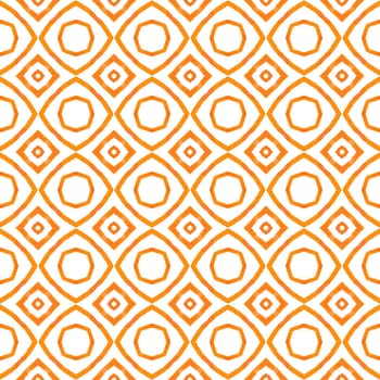Textile ready optimal print, swimwear fabric, wallpaper, wrapping. Orange extra boho chic summer design. Watercolor medallion seamless border. Medallion seamless pattern.
