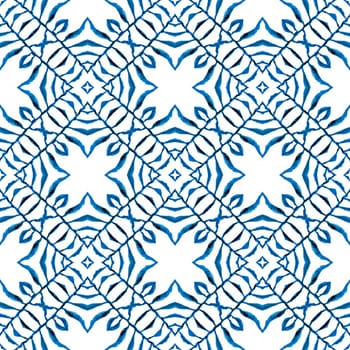 Textile ready superb print, swimwear fabric, wallpaper, wrapping. Blue cute boho chic summer design. Hand drawn tropical seamless border. Tropical seamless pattern.