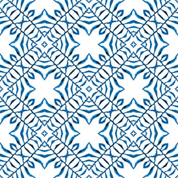 Textile ready superb print, swimwear fabric, wallpaper, wrapping. Blue cute boho chic summer design. Hand drawn tropical seamless border. Tropical seamless pattern.