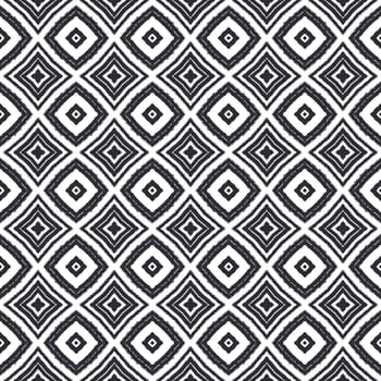 Exotic seamless pattern. Black symmetrical kaleidoscope background. Summer swimwear exotic seamless design. Textile ready flawless print, swimwear fabric, wallpaper, wrapping.