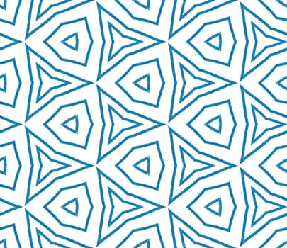 Chevron stripes design. Blue symmetrical kaleidoscope background. Geometric chevron stripes pattern. Textile ready remarkable print, swimwear fabric, wallpaper, wrapping.