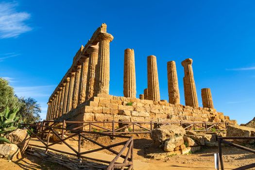 The greek temple of Juno in the Valley of the Temples, Agrigento, Italy.