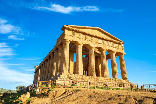 The famous Temple of Concordia in the Valley of Temples near Agrigento, Sicily, Italy