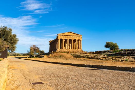 The famous Temple of Concordia in the Valley of Temples near Agrigento, Sicily, Italy