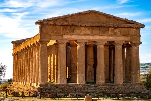 The famous Temple of Concordia in the Valley of Temples near Agrigento, Sicily, Italy