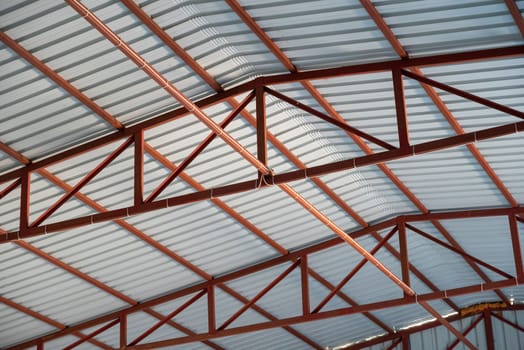 Insulated roof of factory warehouse built with metal construction