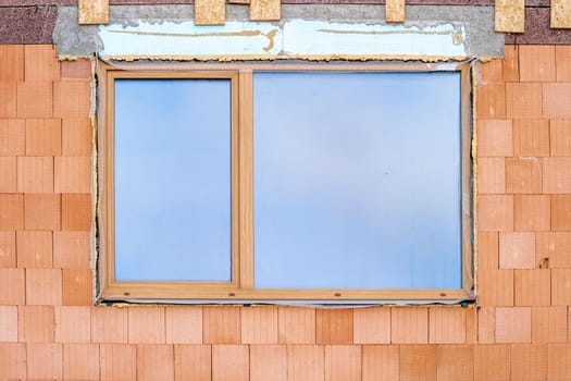 a window in a prefabricated house. High quality photo