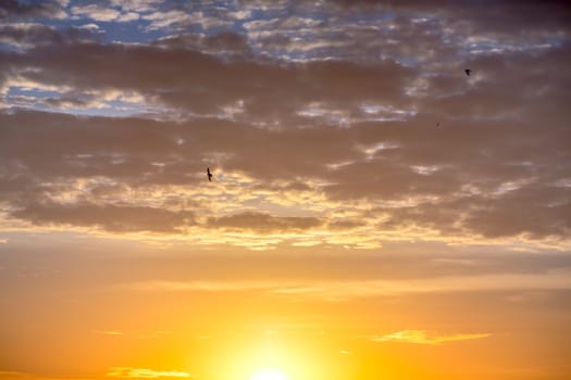 Rising sun and dramatic sky panorama sky with clouds on sunrise and sunset time, Florida, United States