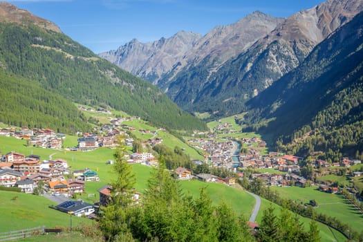 Soelden resort village in Otztal alps, Tyrol, Austria border with Italy