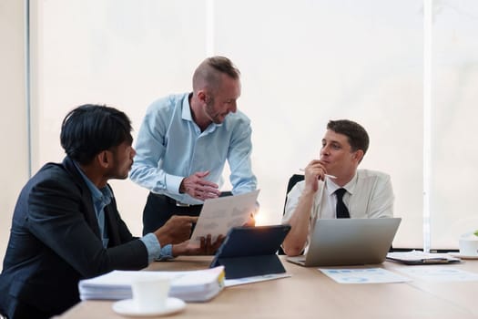 Group of Business financial with finance reports to analyze big data, balance sheet, strategy at meeting room