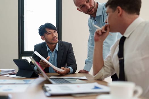 Group of Business financial with finance reports to analyze big data, balance sheet, strategy at meeting room