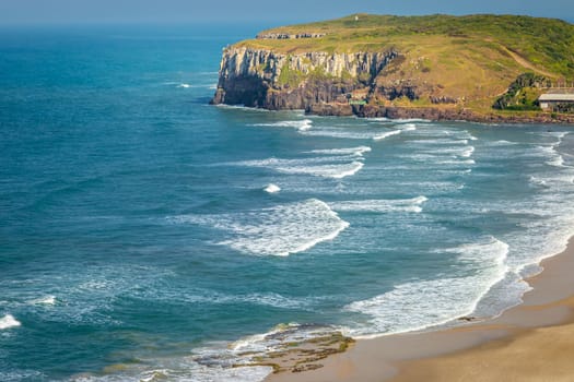 Guarita Beach in Torres city at summer sunny day, Rio Grande do Sul state, Southern Brazil