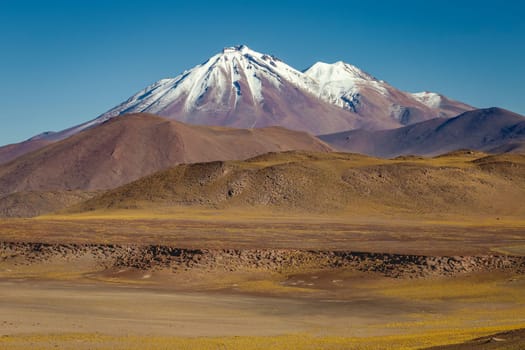 Atacama Desert dramatic volcanic landscape at Sunset, Northern Chile, South America