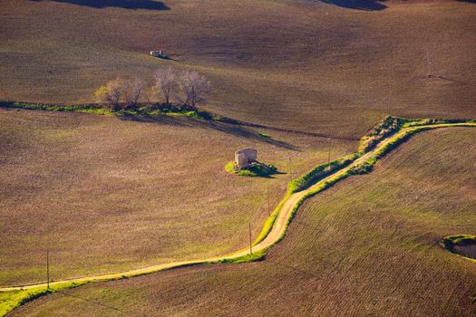 View of plowed field in the Leonforte countryside, Sicily