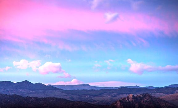 Cloudy sky at sunset on Leonforte, Sicily