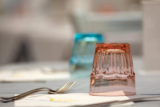 Close up of glass on the table set