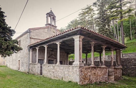 View of a little church in Labin, little town in Istria, Croatia