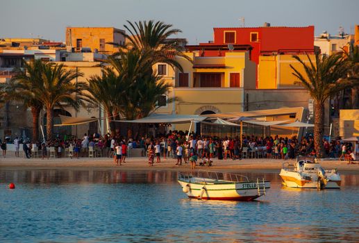 LAMPEDUSA, ITALY - AUGUST, 01: View of the old town of Lampedusa at sunset on August 01, 2018