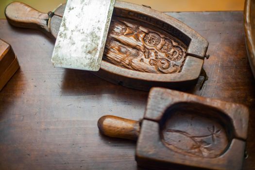 ARZO, ITALY - MAY, 15: View of ancient tools specific to make butter used by ancient cheese maker on May 15, 2015