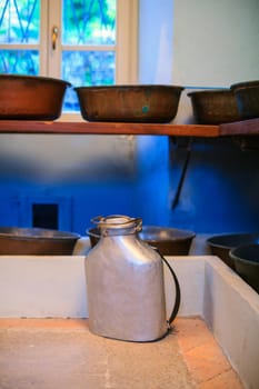 ARZO, ITALY - MAY, 15: View of ancient aluminium milk can on May 15, 2015