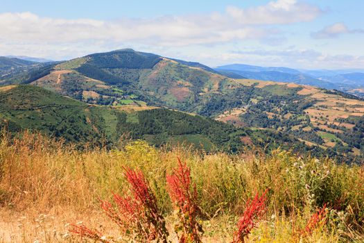 View of Galicia landscape along the way of St. James