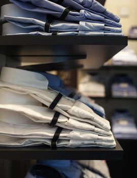 View of male shirts exposed in the clothes shop
