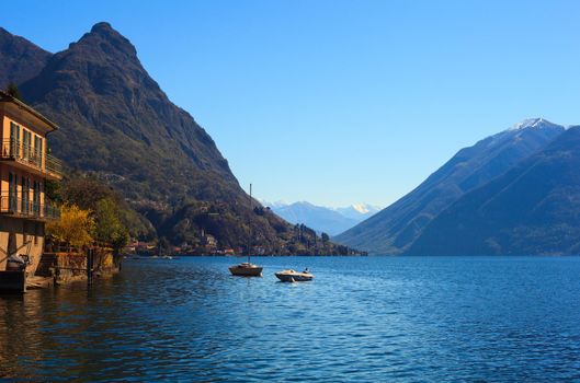 View of lake Lugano or Ceresio lake, Switzerland and Italy