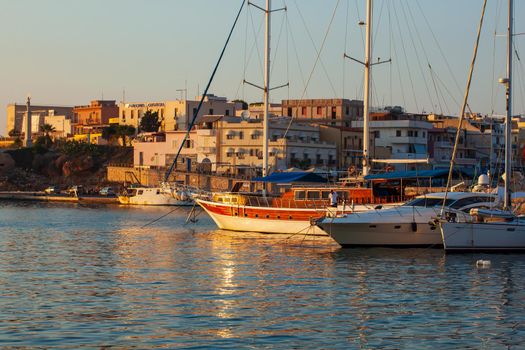 LAMPEDUSA, ITALY - AUGUST, 01: View of the old town of Lampedusa at sunset on August 01, 2018