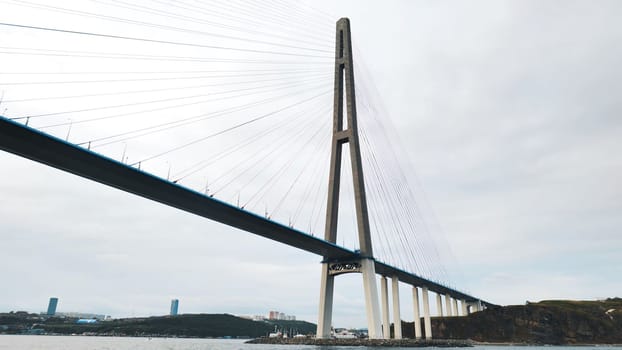 Vladivotok bridge. View from the moving ferry