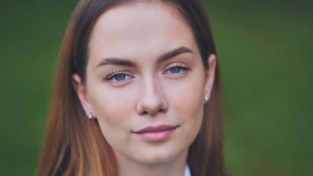 Portrait of an 18-year-old girl. Close-up of her face