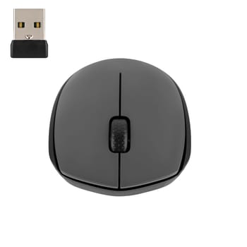 Wireless optical mouse for PC, white background in isolation