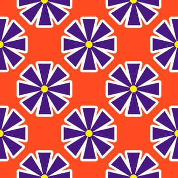 Vibrant Y2K floral pattern. Funny funky retro flowers background