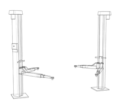 Car lift stand tower on white. 3d illustration