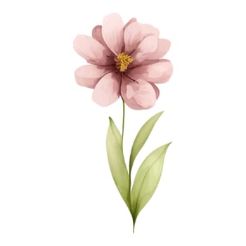 Spring Love Flowers Watercolor Illustration. Lovely Pink Pastel Flowers Spring decoration watercolor design elements.