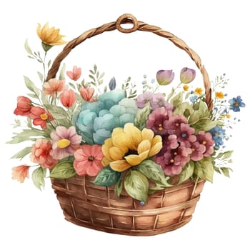 Vintage flower spring gardening watercolor collection. Isolated clipart illustration painting.