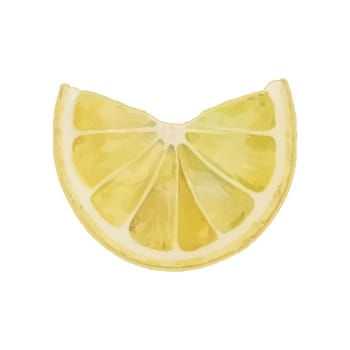 Lemon Slice Cut Half Watercolor Clipart. Lemon Tea Party with lemon slice, juicy and sour design elements for isolated on white background for pattern, decoration, planner sticker, sublimation and more.